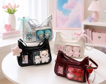 Bolso Kawaii Ita, bolso de hombro estilo coreano, bolso preppy para exhibir pines.