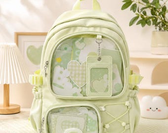 Mochila Ita con ventanas transparentes, bolsa para exhibir pines esmaltados, mochila escolar de anime.