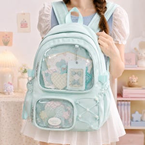 Ita Backpack with Clear Windows, Enamel Pin Display Bag, Anime School Backpack