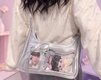 Bolso Kawaii Ita, bolso de hombro estilo coreano, bolso preppy para exhibir pines.