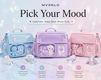Bolso bandolera Kawaii Ita – Bolso Itabag de anime con ventana transparente, estilo bandolera/tote