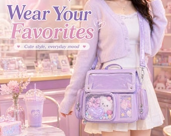 Clear Display Ita Bag, Anime Backpack, Pastel Messenger Bag, PU Leather