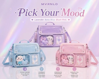 Bolso bandolera Kawaii Ita – Bolso Itabag de anime con ventana transparente, estilo bandolera/tote
