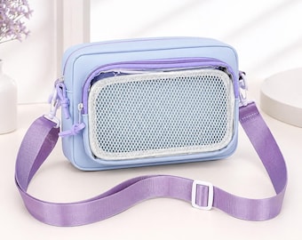 ITA BAG Clear Display Pin Bag, Kawaii Crossbody Messenger, PU Leather Anime Gift