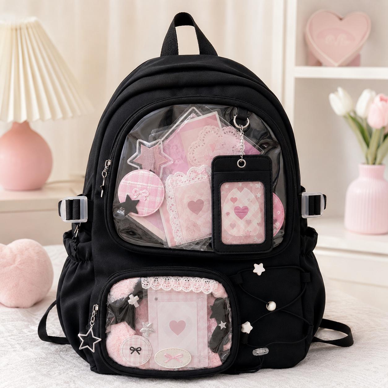 Backpack With Windows Ita Backpack With Clear Windows, Enamel Pin Display Bag, Anime School ...