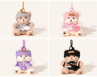Colgante de peluche de osito de peluche tejido a mano para bolso, mochila o llavero.