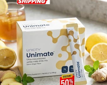Unicity Unimate Yerba Mate Supplement LEMON GINGER FLAVOR 30 Sachet