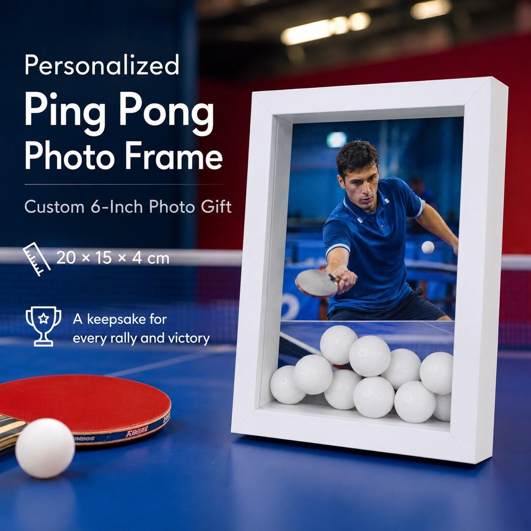 Personalized Ping Pong Photo Frame, Custom 6-inch Table Tennis Keepsake ...