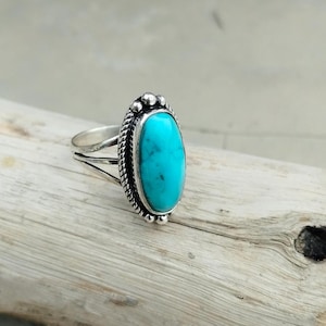 Anello Navajo fatto a mano in argento sterling 925 con turchese "bella addormentata". Regalo fatto a mano.
