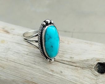 Anello Navajo fatto a mano in argento sterling 925 con turchese "bella addormentata". Regalo fatto a mano.