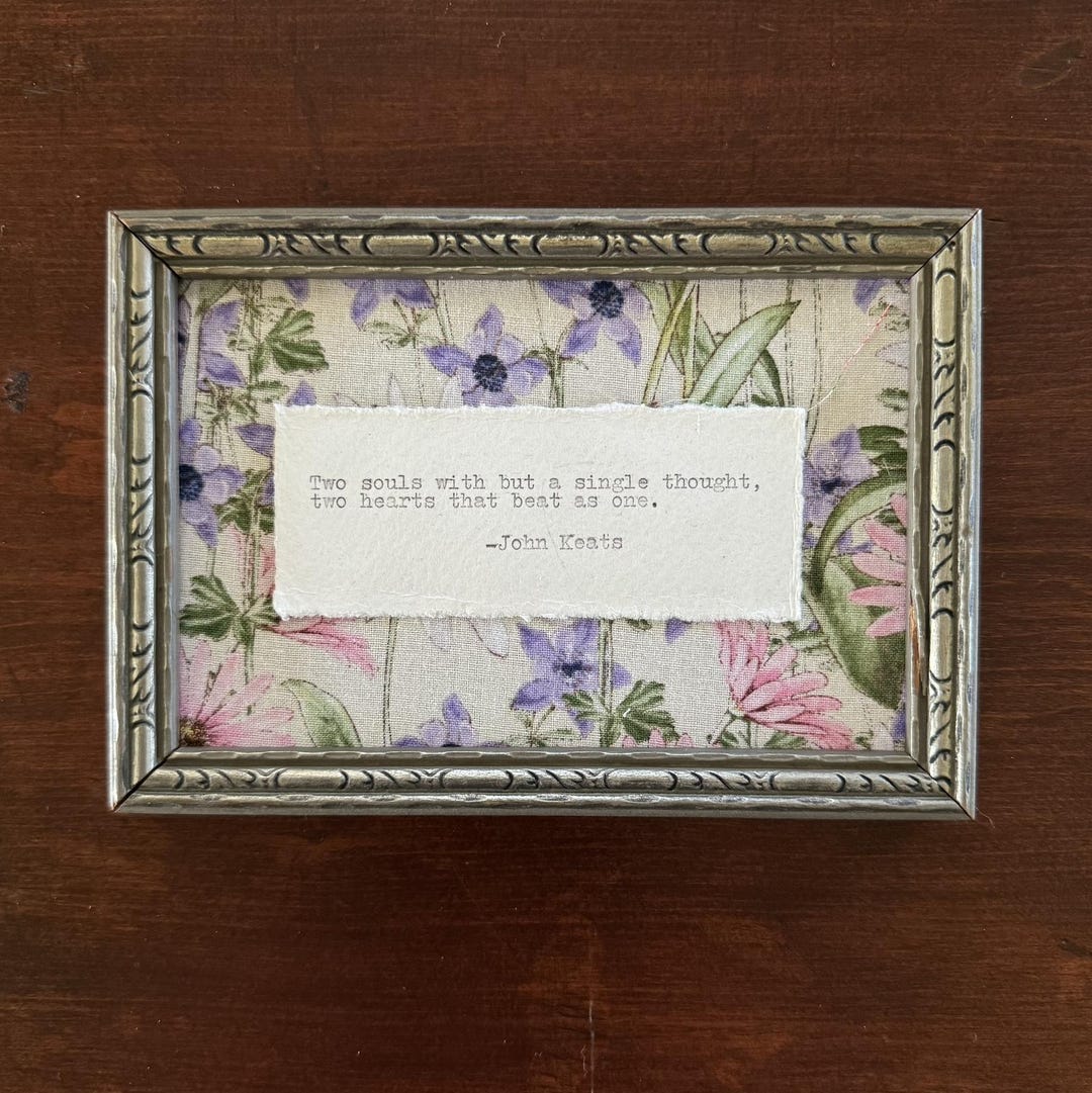 John Keats Handtyped Quote Mounted and Framed Etsy