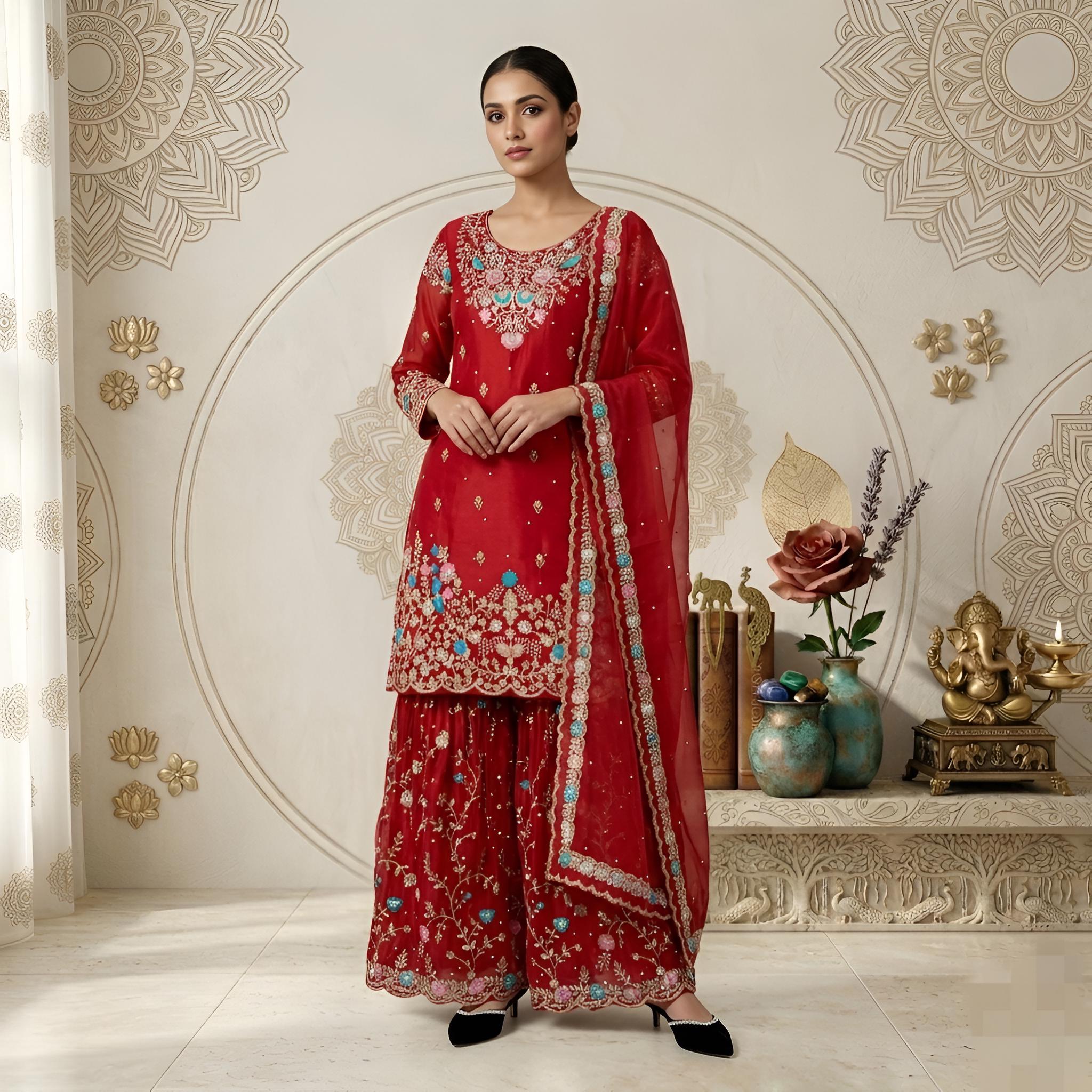 Red Bridal Sharara - Etsy Red Bridal Sharara - Etsy