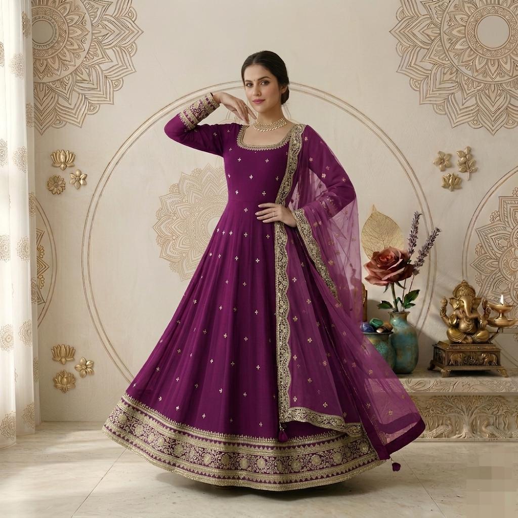 open lace back dress Buy HOOR TEX Light Purple Colour Pakistani Style Gown With Full Havey Work  Top, Bottom And Dupatta at Amazon.in