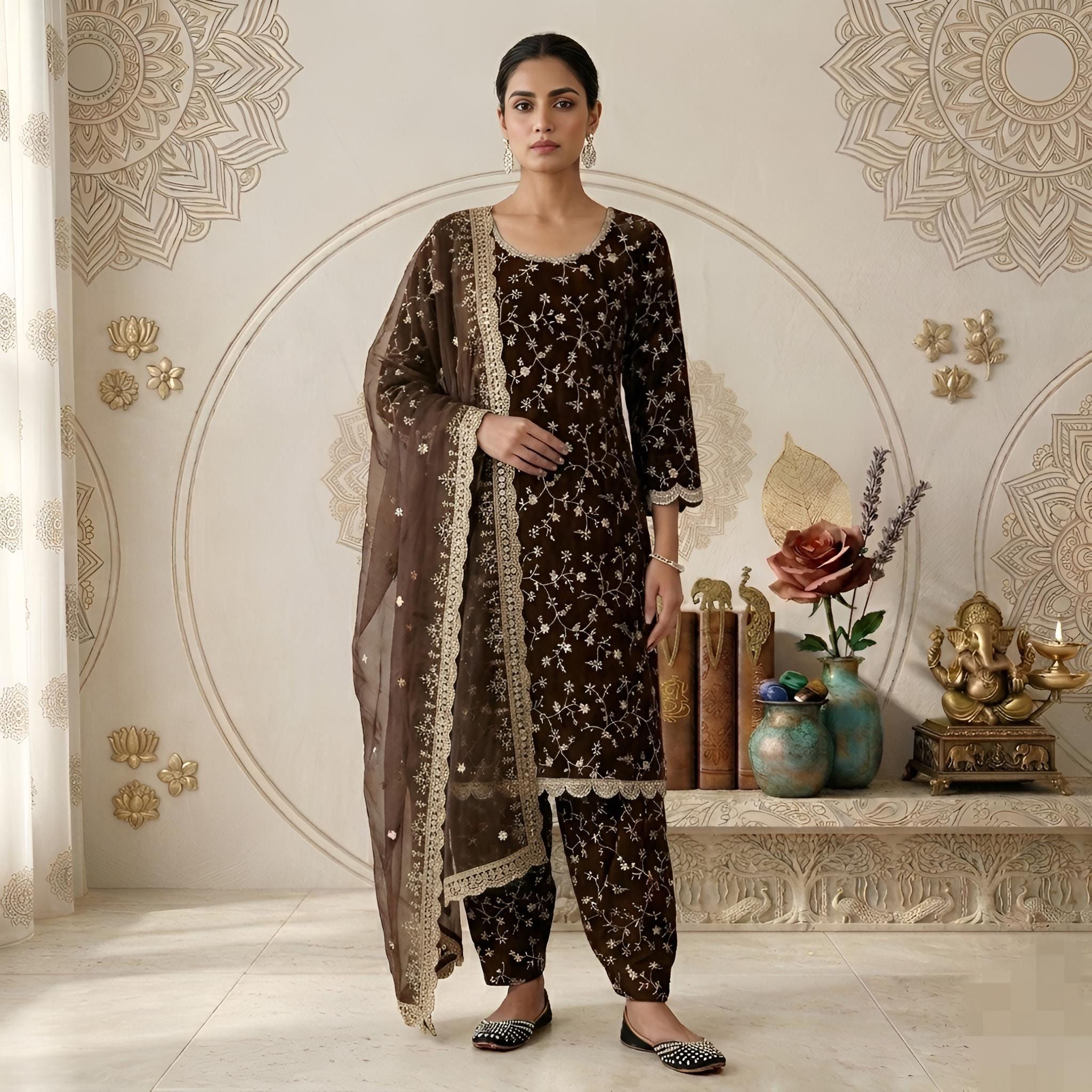 brown indian dress for women Harper Faux Leather Dress
