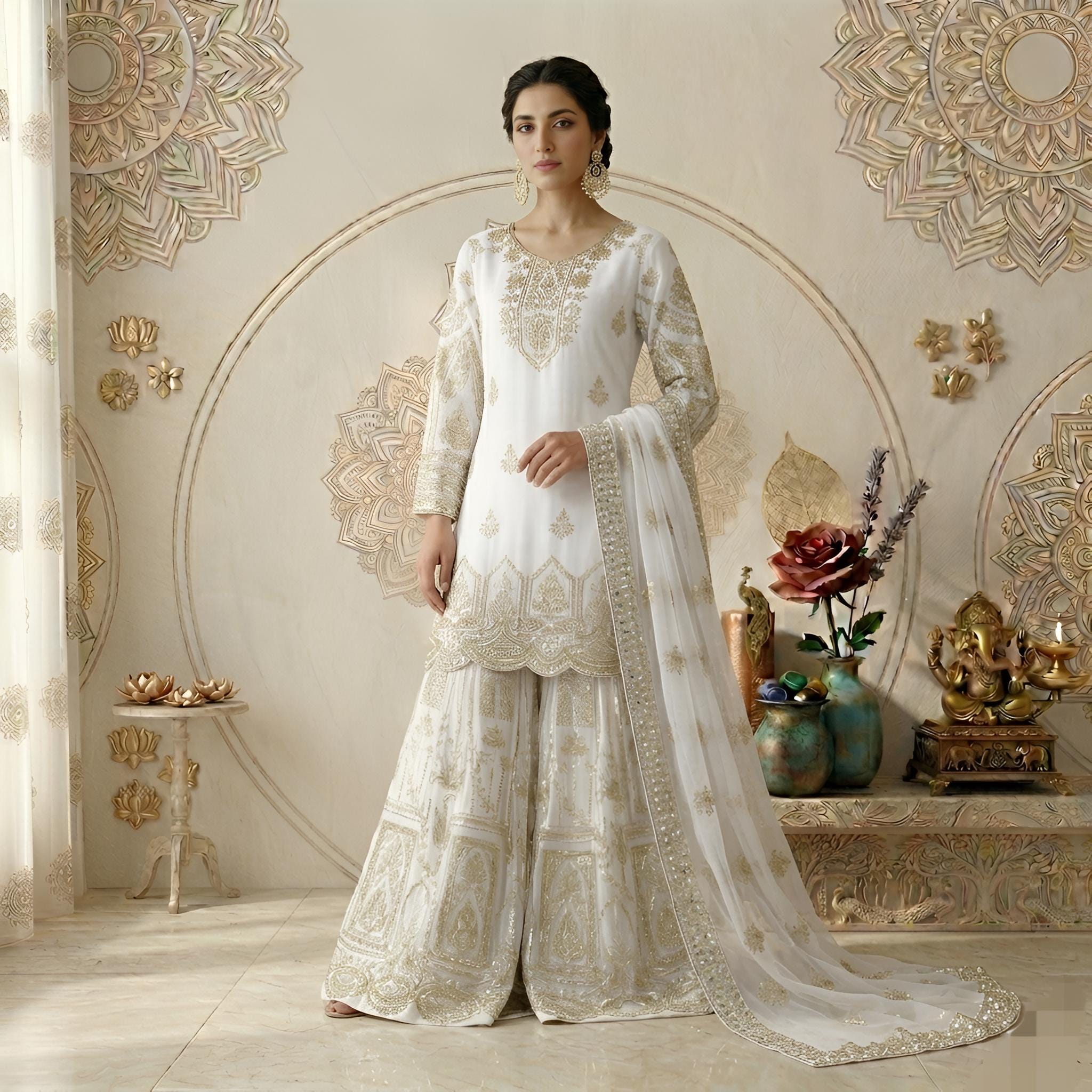 chinese dress ladies nameera by Farooq Pakistani White Cotton Net Salwar Kameez Ladies Party Dress Custom Size