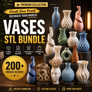 Über 200 Vasen-STL-Dateien | Moderne Vasen-3D-Druckdateien | STL-Dateien für Wohndeko | STL-Dateien für Pflanzgefäße | Minimalistische Vasen | Vasen-STL-Bundle | Sofort-Download