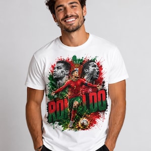 Cristiano Ronaldo Shirt PNG, Football Graphic Tee, Soccer Streetwear Design, Portugal Fan Art, Sports T-Shirt Digital Print Design