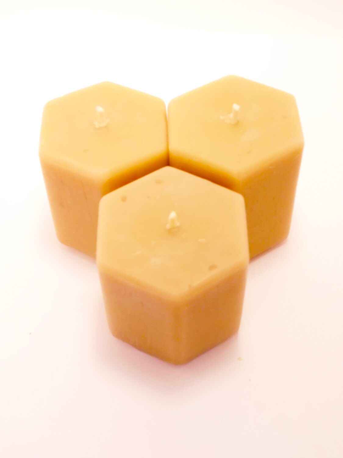 Beeswax Candle Set of 3 Hexagon Votive Beeswax Candles Etsy