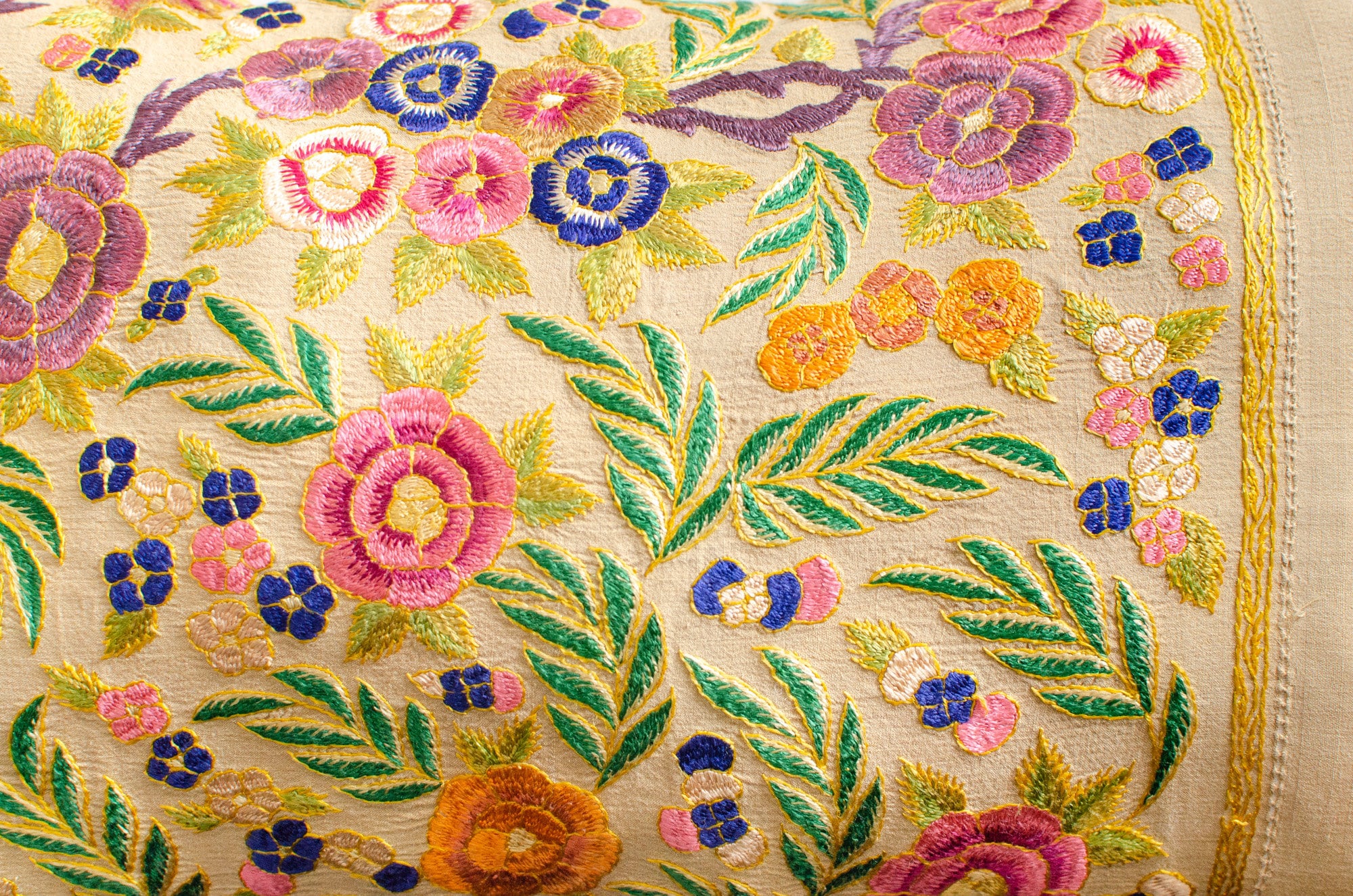 Marubhumi Set Di 5 Federe Per Cuscino In Seta Jacquard Con Ricamo A Mano - Stile Etnico Indiano, 41x41 Cm, Decorazione Arredamento Etnico