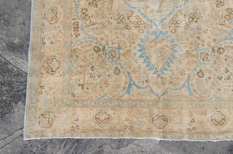 Antiek 4'5 x 6' klein tapijt handgeknoopt bos botanisch wollen stapelkleed jaren 1920 GRATIS BINNENLANDSE VERZENDING afbeelding 7