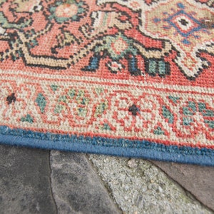 Antique 9'7 x 11'6 Large Blue Red Floral Medallion Hand Knotted Rug Wool Low Pile Rug 1920s FREE DOMESTIC SHIPPING image 10