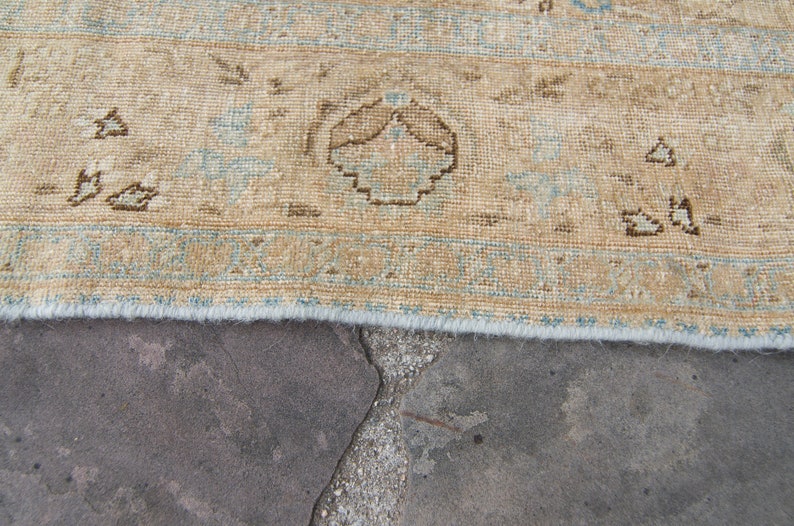 Antiek 4'5 x 6' klein tapijt handgeknoopt bos botanisch wollen stapelkleed jaren 1920 GRATIS BINNENLANDSE VERZENDING afbeelding 9