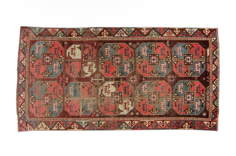 Antique 44 X 8'7 Karakalpak Rug Turkmenistan Earth-toned Colors Medallion Wool Low Pile Hand-Knotted Rug 1890s FREE DOMESTIC SHIPPING image 2