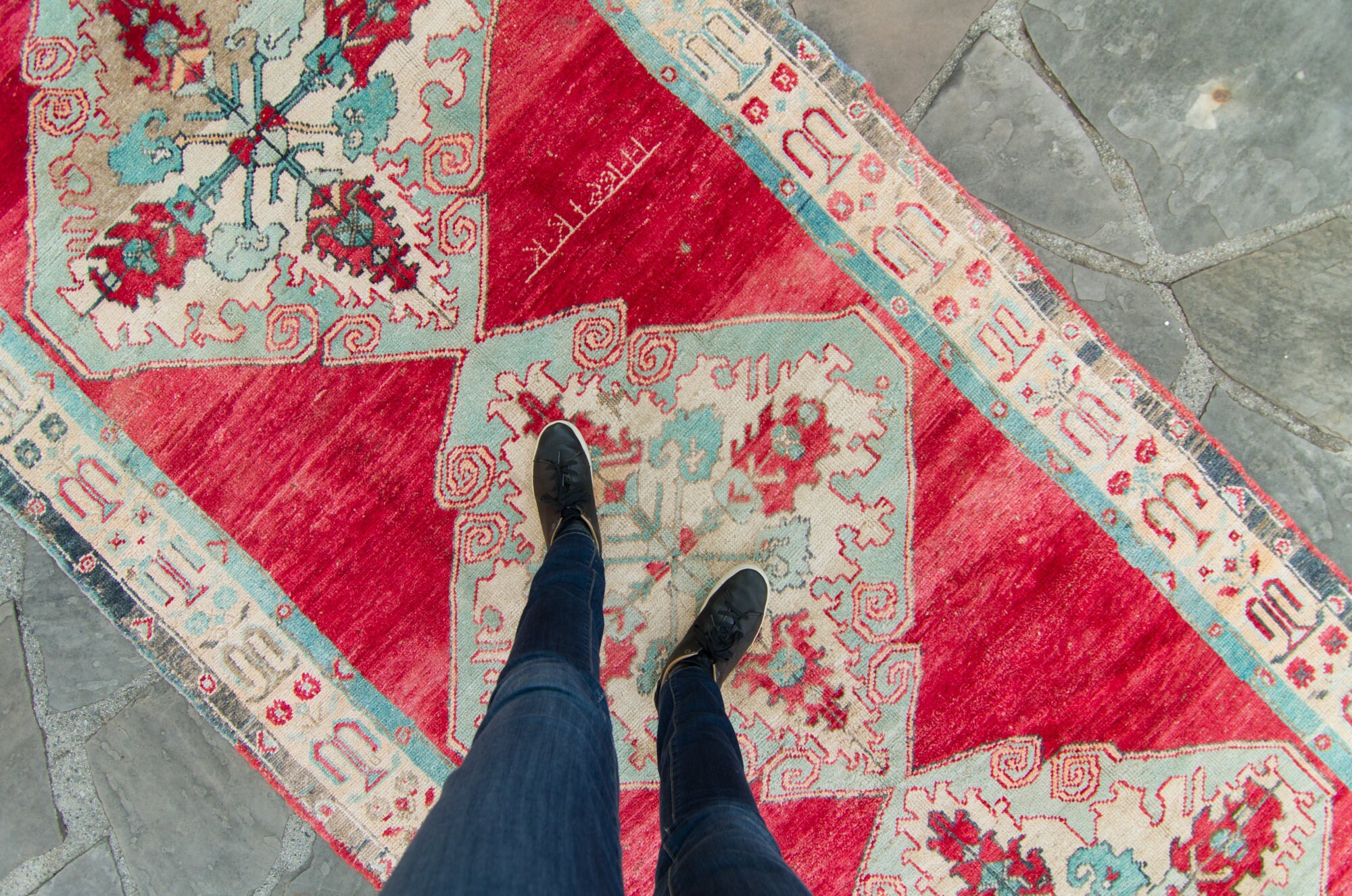 Vintage Anatolian 4'11 X 12'7 Tapis Marron Médaillon Diamant Tissé à La Main Karaman Oushak Laine Wi