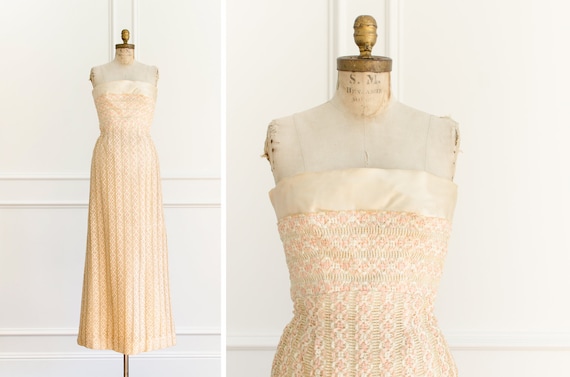 Vintage Strapless Braided Long 50's Evening Gown