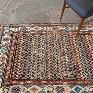 Antique 310 x 68 Rug Allover Dark Brown Ivory Hand Knotted Pile Rug 1920s FREE DOMESTIC SHIPPING 画像 5