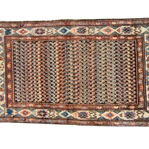 Antique 310 x 68 Rug Allover Dark Brown Ivory Hand Knotted Pile Rug 1920s FREE DOMESTIC SHIPPING 画像 2