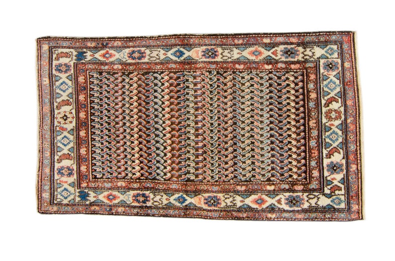 Antique 310 x 68 Rug Allover Dark Brown Ivory Hand Knotted Pile Rug 1920s FREE DOMESTIC SHIPPING 画像 2
