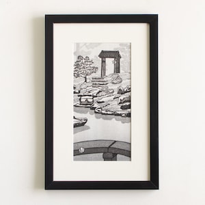 額装　器のアート　版画 橋口五葉【邪馬渓】木版画 額装 Z684｜骨董店 のびる 古美術