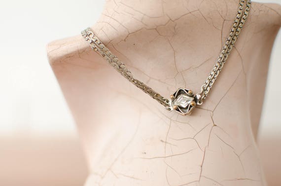 Vintage Metal Rhinestone Necklace / Jewelry - Art… - image 5