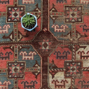 Antique 44 X 8'7 Karakalpak Rug Turkmenistan Earth-toned Colors Medallion Wool Low Pile Hand-Knotted Rug 1890s FREE DOMESTIC SHIPPING image 4