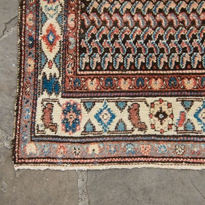 Antique 310 x 68 Rug Allover Dark Brown Ivory Hand Knotted Pile Rug 1920s FREE DOMESTIC SHIPPING 画像 6