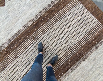 Hedendaags 7'9,5" x 9'8" tapijt neutrale kleuren bruin beige levensboom ontwerp groot wollen tapijt jaren 90 - GRATIS BINNENLANDSE VERZENDING