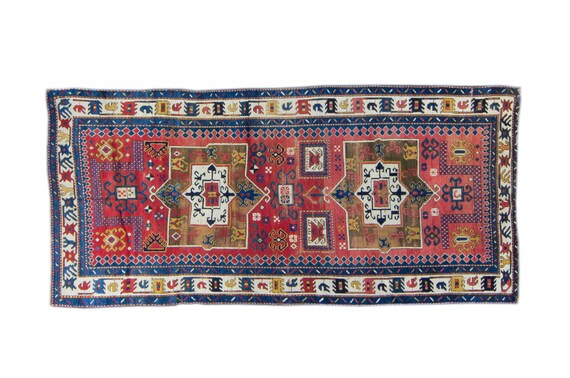 トライバルラグ　ヴィンテージラグ　コーカサス　アゼルバイジャン　クルド族　美品 トライバルラグ ヴィンテージラグ コーカサス アゼルバイジャン クルド