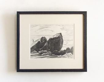 Antique Original Limited Edition Etching Signed by American Artist Adele Watson Titled "Maine Coast" 1873 - 1947