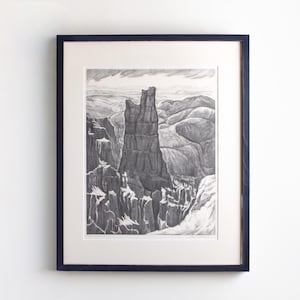 Antique Original Limited Edition Etching Signed by Artist Adele Watson Titled "Bryce Canyon" 1873 - 1947