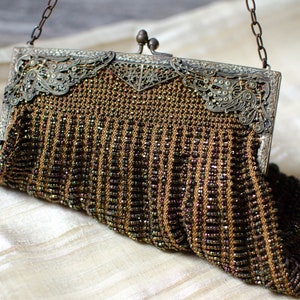 Antique Art Deco Flapper Glass Hand Beaded Clutch Purse 1920s image 5