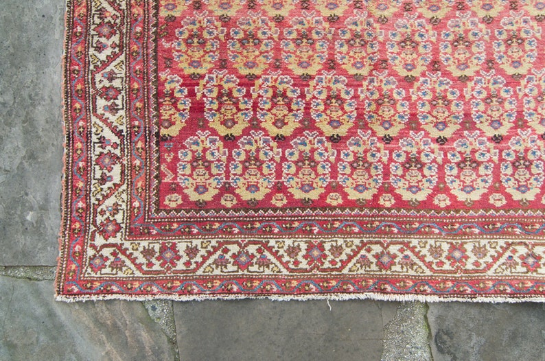 Antique 48 x 95 Runner Allover Floral Vines Hand Knotted Wool Low Pile Rug 1920s FREE DOMESTIC SHIPPING image 7
