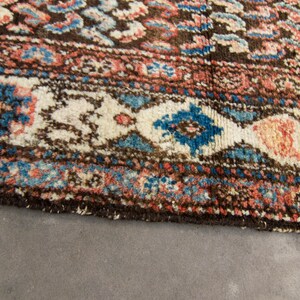 Antique 310 x 68 Rug Allover Dark Brown Ivory Hand Knotted Pile Rug 1920s FREE DOMESTIC SHIPPING 画像 9