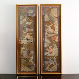 Antique Pair of Chinese Silk Kesi Hand-woven Artwork/Embroidered Tapestry Panels - Qing Dynasty, 19th Century