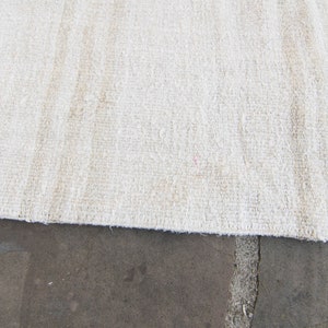 Vintage 99 x 126 Natural Oversized Hemp Kilim Striped Off-White Handwoven Rug 1970s FREE DOMESTIC SHIPPING image 10