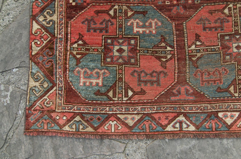 Antique 44 X 8'7 Karakalpak Rug Turkmenistan Earth-toned Colors Medallion Wool Low Pile Hand-Knotted Rug 1890s FREE DOMESTIC SHIPPING image 7