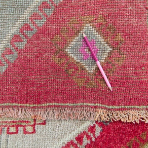 Vintage 4 x 157 Rug Lake Van Handwoven Geometric Medallion Red Wool Wide Hand-Knotted Runner 1960s FREE DOMESTIC SHIPPING image 9