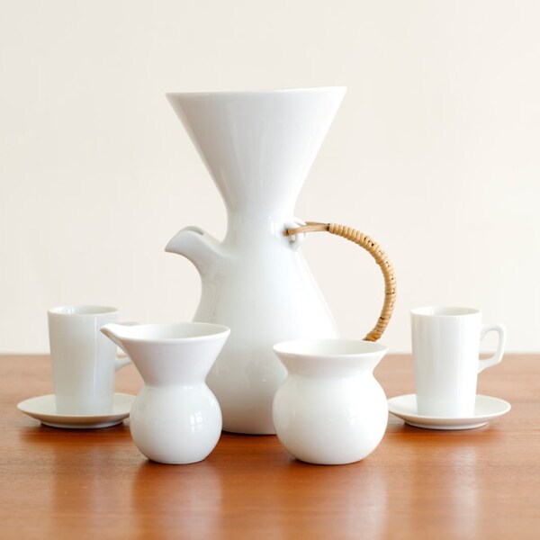 Rare Complete Modernist Kenji Fujita for Freeman Lederman Ceramic Coffee Carafe Set - Lagardo Tackett Era