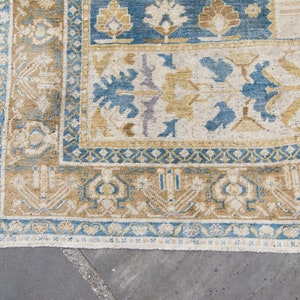 Vintage 71 x 126 Anadol Rug Mix of Denim Blue and Beige Oushak Medallion Wool Oushak Hand-Knotted Rug 1920s FREE DOMESTIC SHIPPING image 7