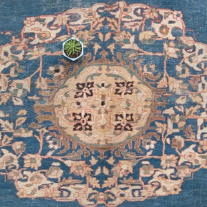 Antique 9'7 x 11'6 Large Blue Red Floral Medallion Hand Knotted Rug Wool Low Pile Rug 1920s FREE DOMESTIC SHIPPING image 4